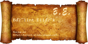 Bálint Ellák névjegykártya